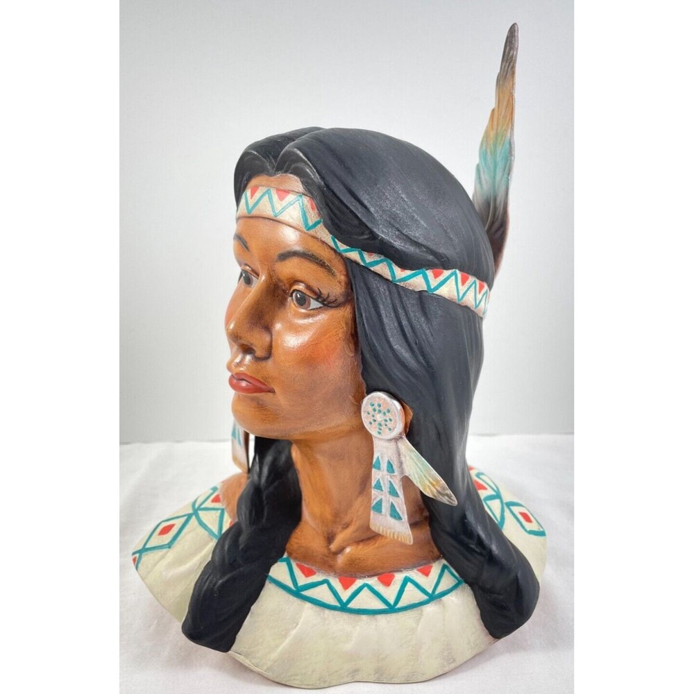 Native American Indian Woman Statue 10" Provincial Mold Vintage Hobbyist Painted